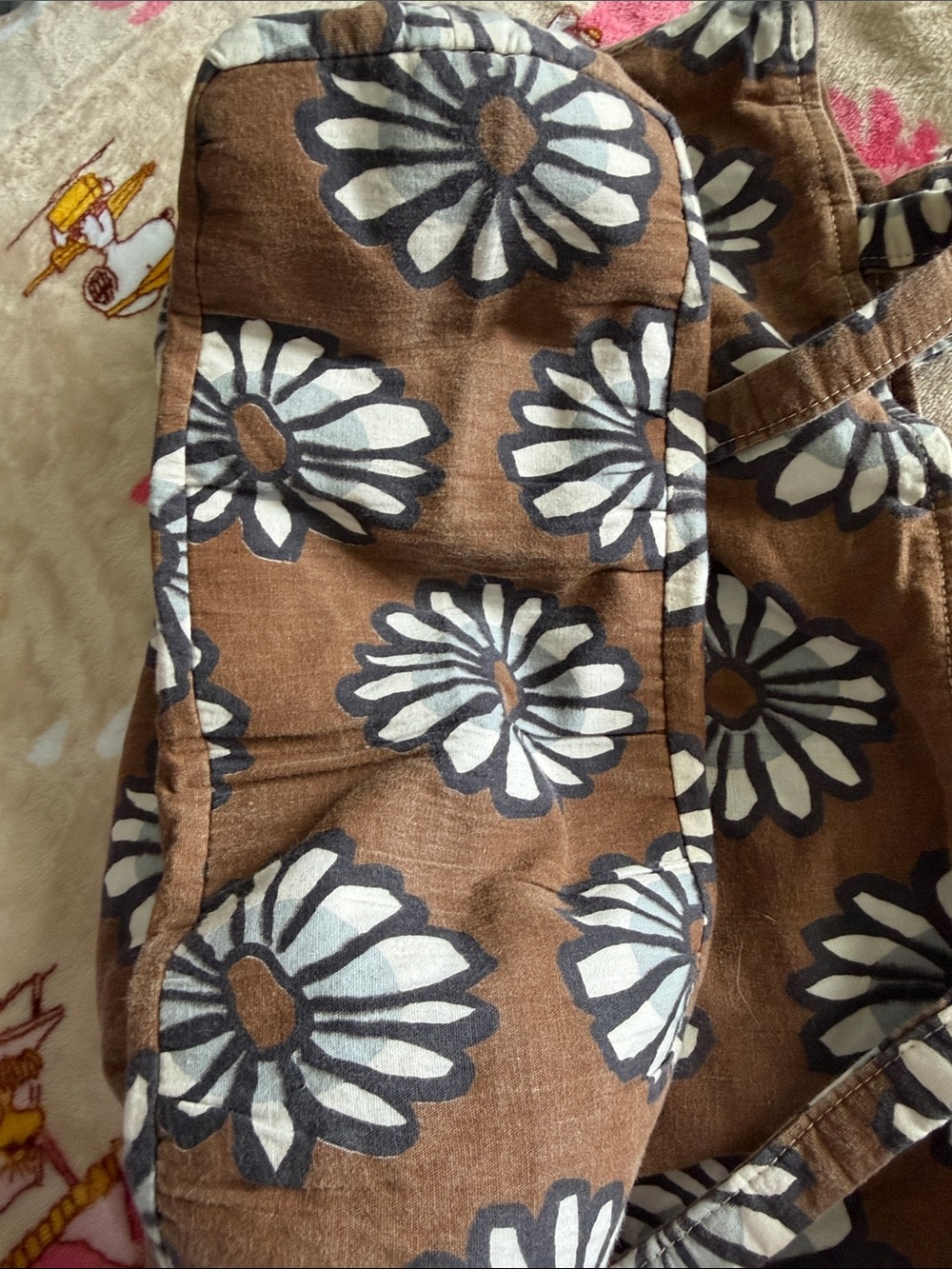 Brown Floral Daisy Tote Bag Casual Shoulder Bag Summer Medium Tote Beach Travel - Picture 11 of 11